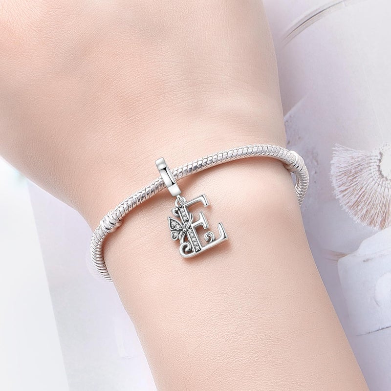 PANPOKI Store 2 Pack 925 Sterling Silver Butterfly Letter Charms for Bracelets and Necklace Alphabet Initial Dangle Pendants Round Spacer Beads Pave Cubic Zirconia Jewelry Gift for Women - Image 4